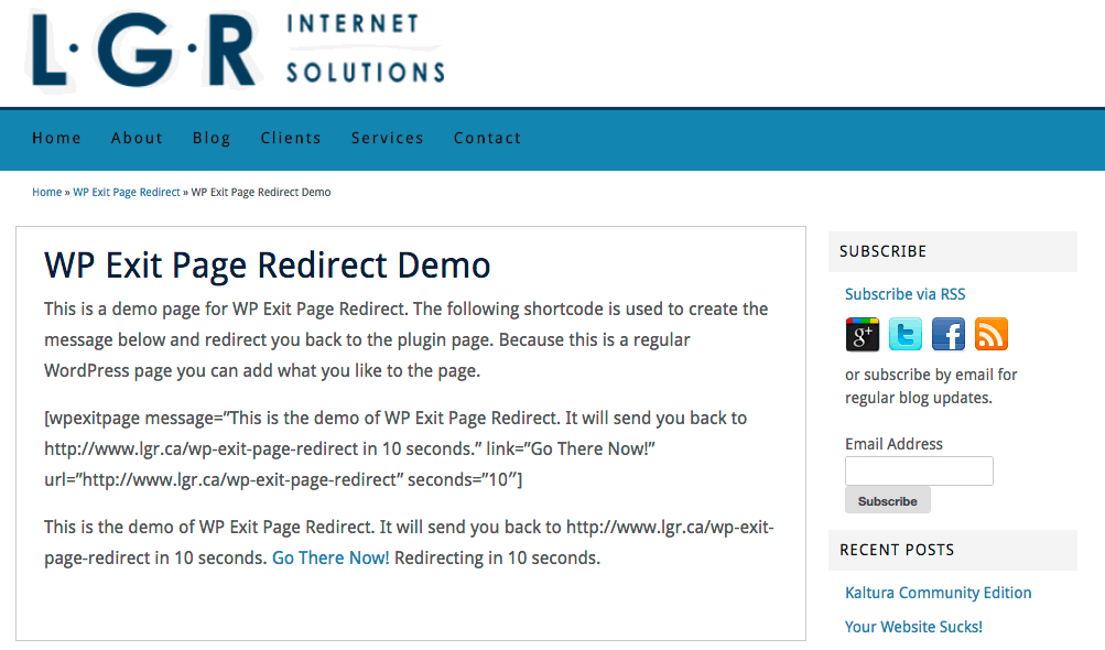 wp-exit-page-redirect-wordpress-plugin