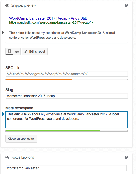 Screenshot of the Yoast SEO WordPress plugin