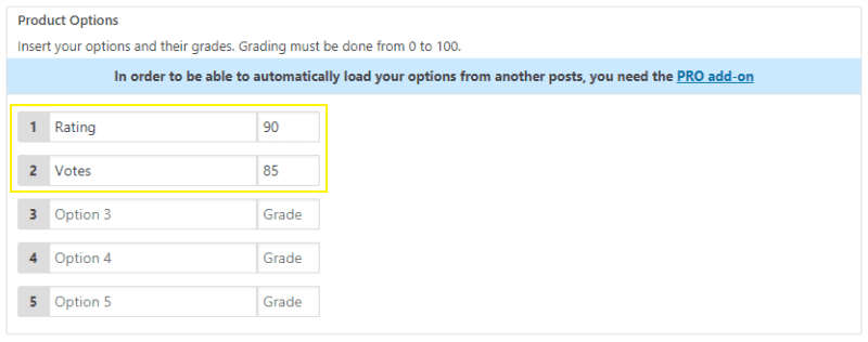 WP Product Review Lite Example. WP Dashboard > Posts > Edit a post > Product options section/tab