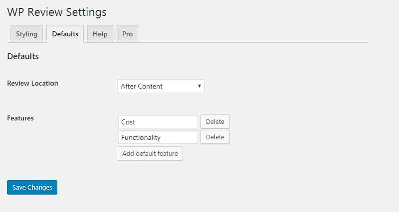 WP Review Configuration Options. WP Dashboard > Settings > WP Review