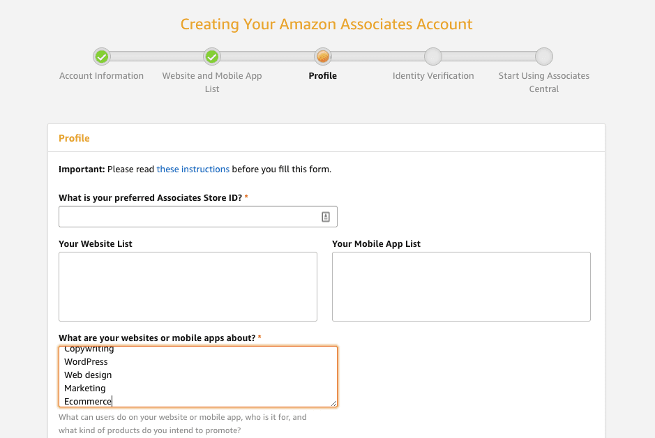 Create an Amazon Associates account