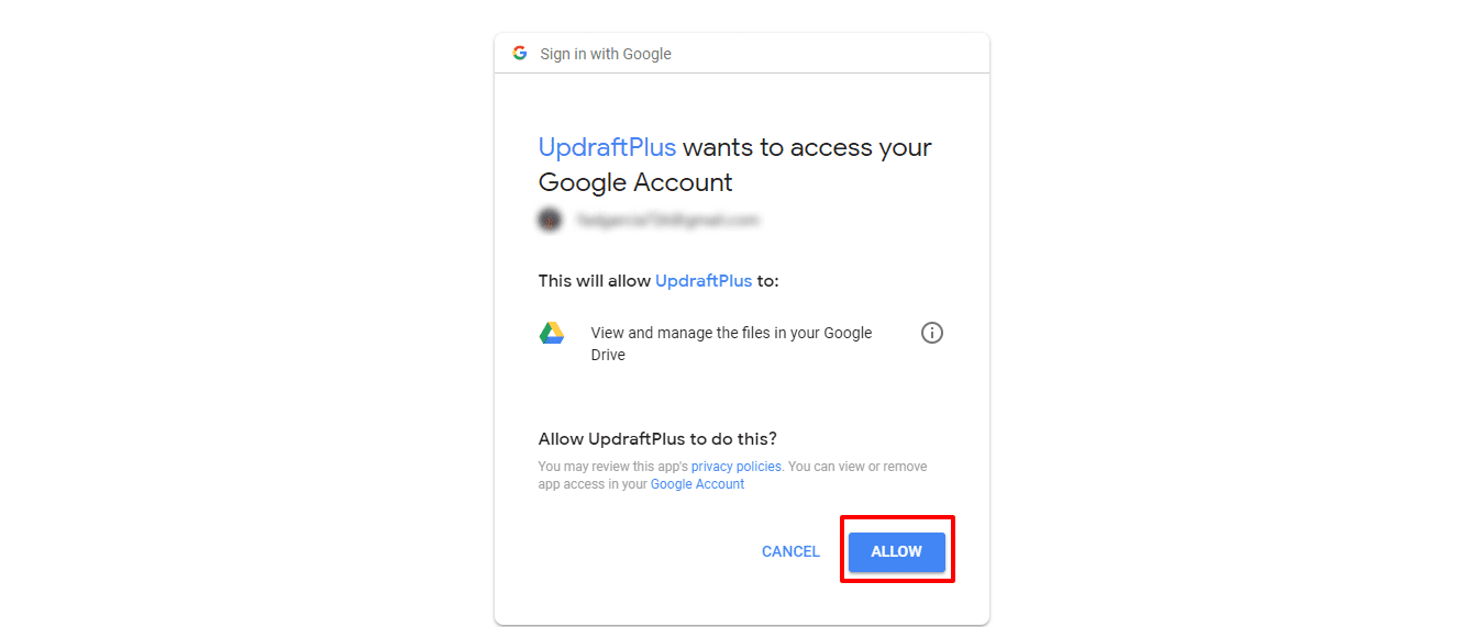 Allow UpdraftPlus