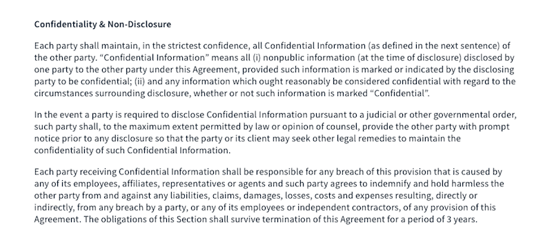 Contract - Confidentiality