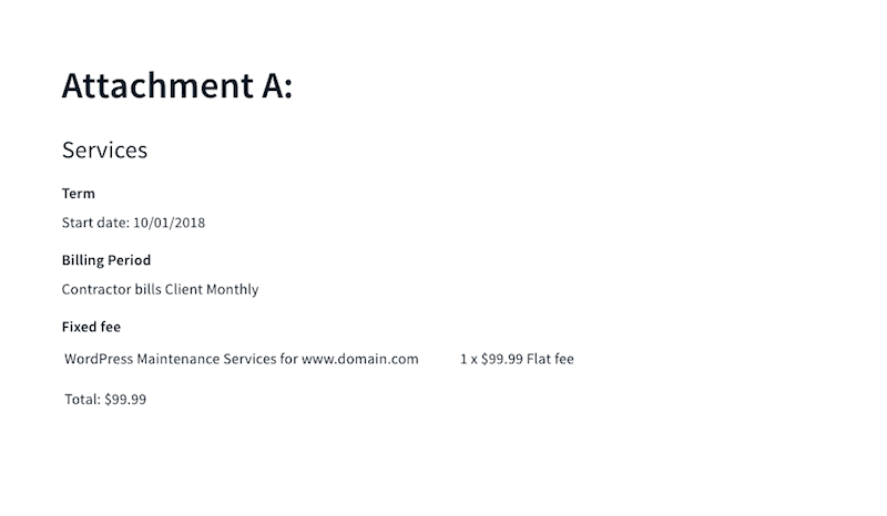 Contract - Services Attachment