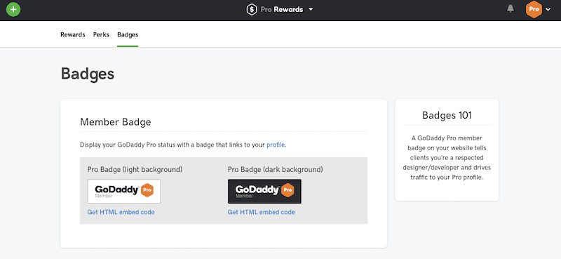 GoDaddy Pro Badges