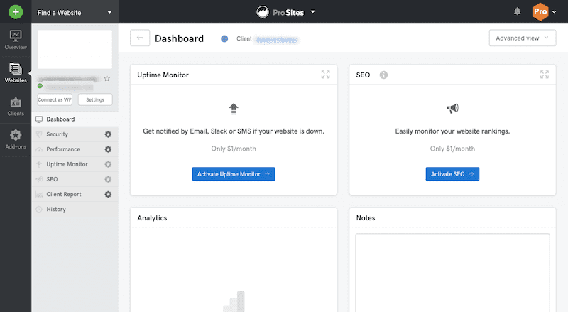 Website Dashboard