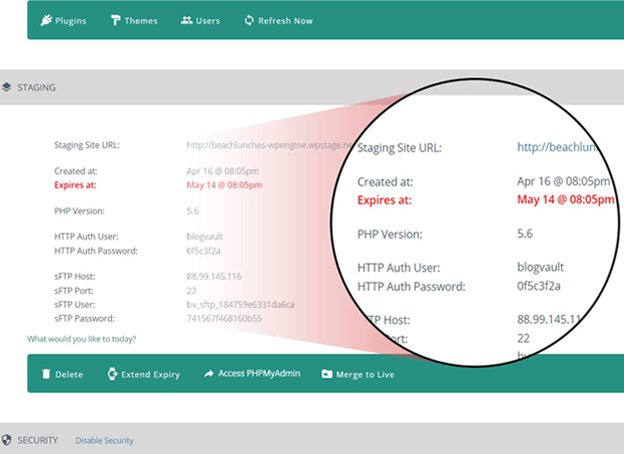 BlogVault staging