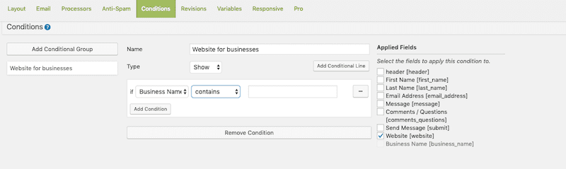 Caldera Conditional Logic