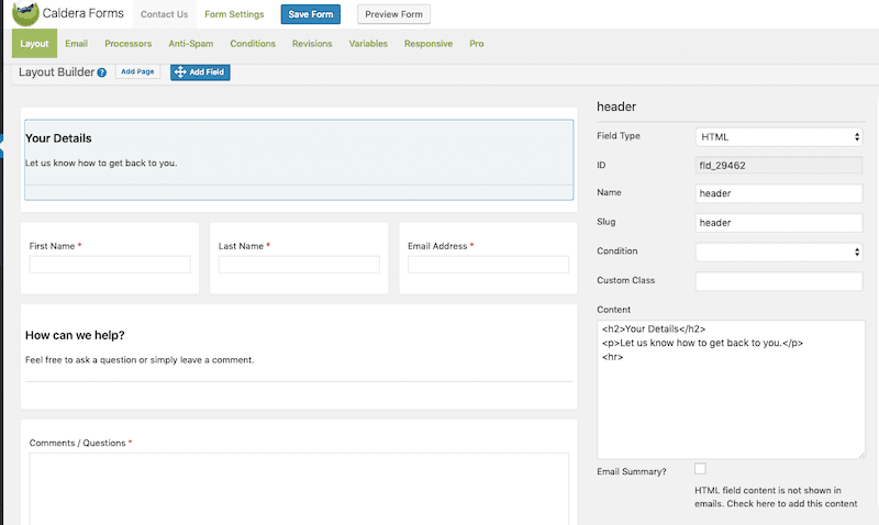 Caldera Form Builder