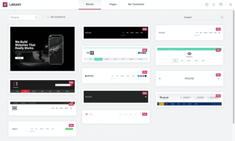 Elementor Header Blocks