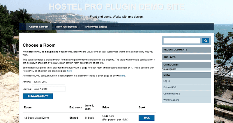 hotel booking plugin for wordpress