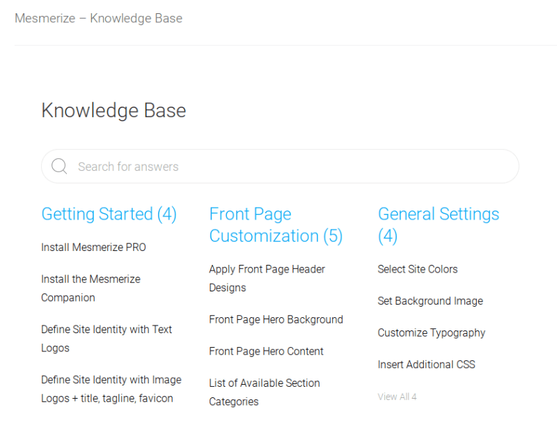 Mesmerize knowledge base