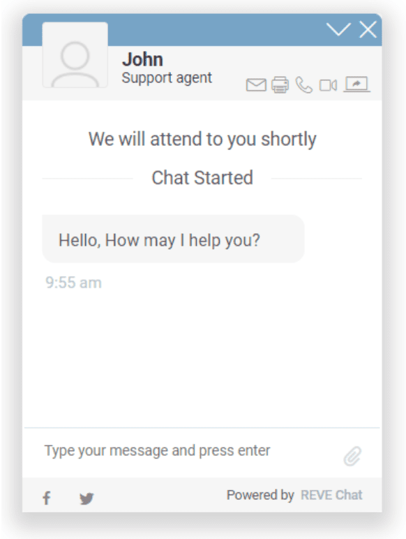 REVE Chat support chat window