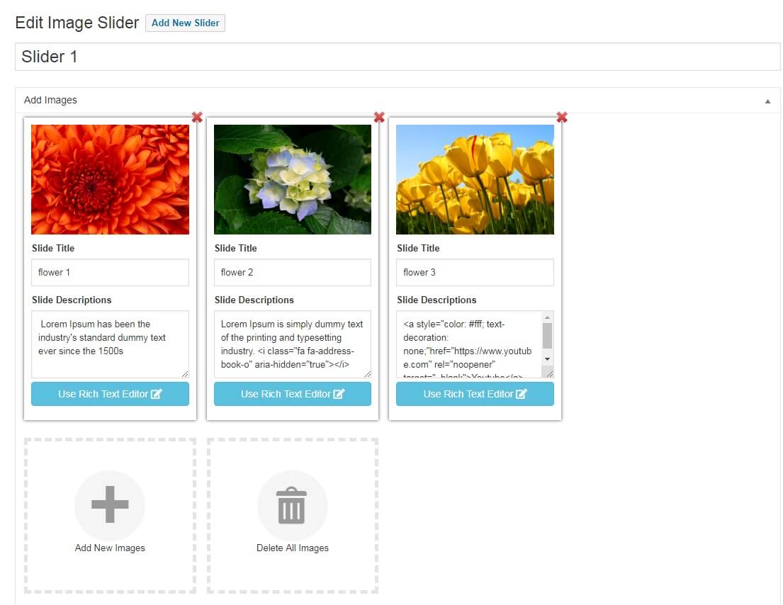 Adding images to Ultimate Responsive Image Slider.