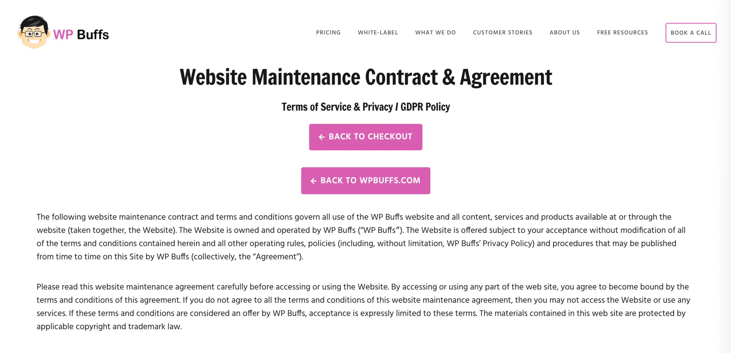 Simple website maintenance agreement.