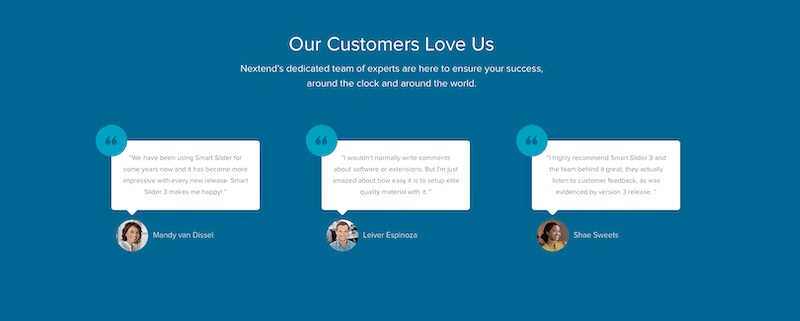 Nextend testimonials