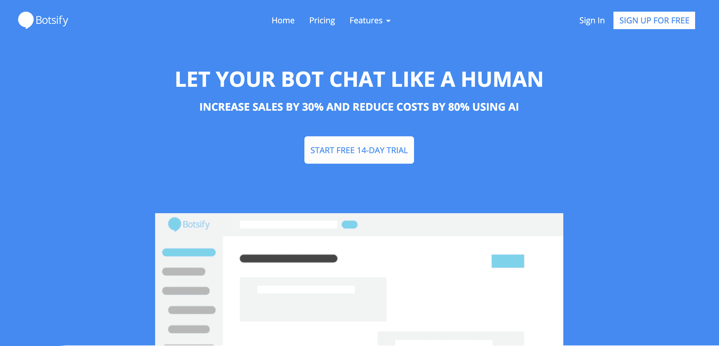 The Botsify homepage.