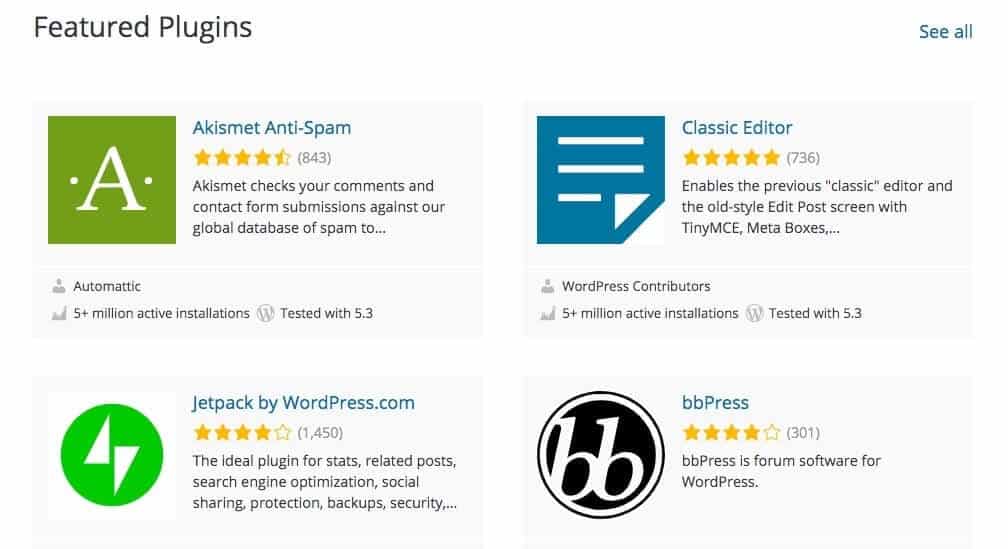 Featured WordPress plugins.