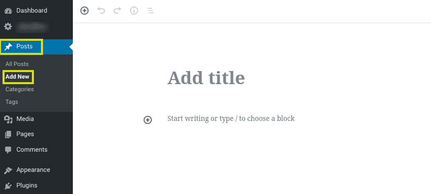 New post on WordPress dashboard.