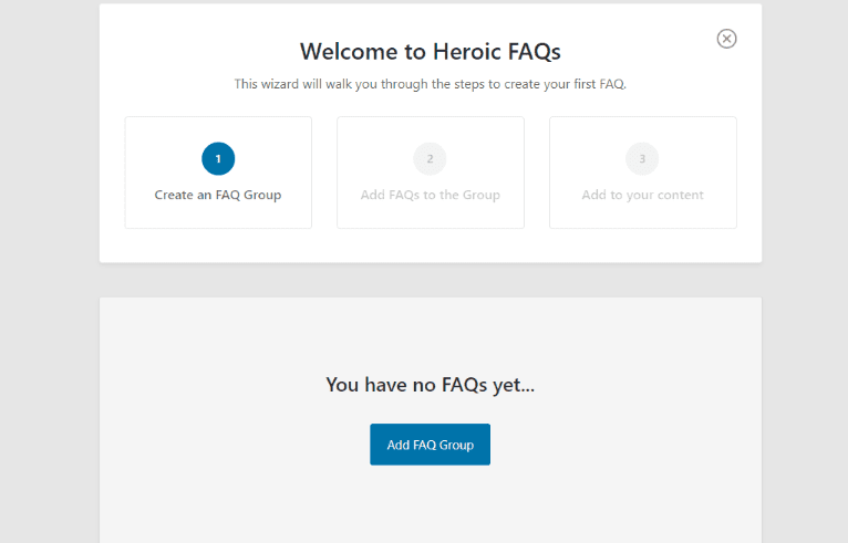 The Heroic FAQs setup wizard