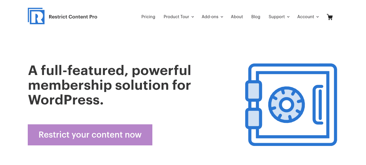The Restrict Content Pro WordPress membership plugin website.