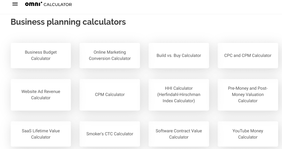 The Omni calculator website.