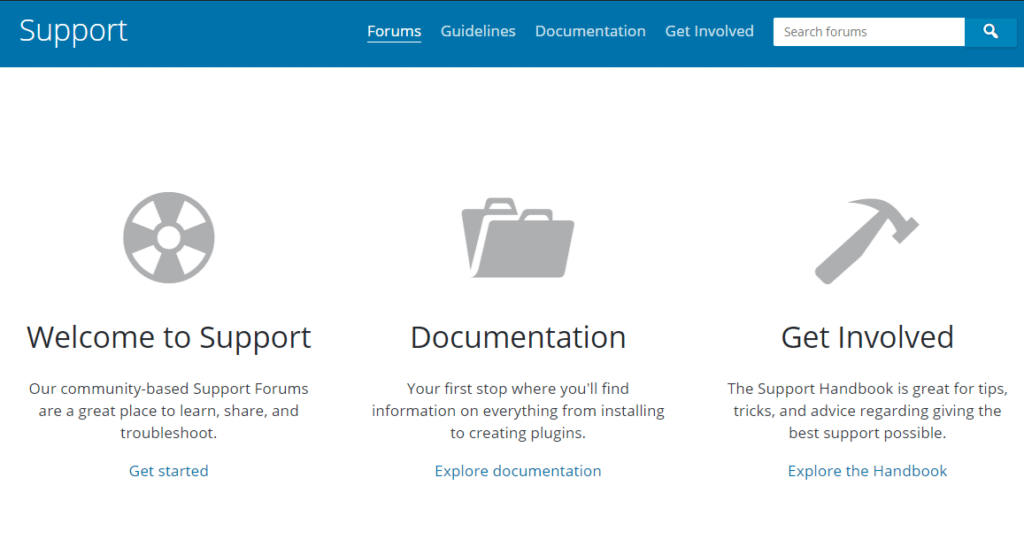 Screenshot of WordPress.org Support Forum Page