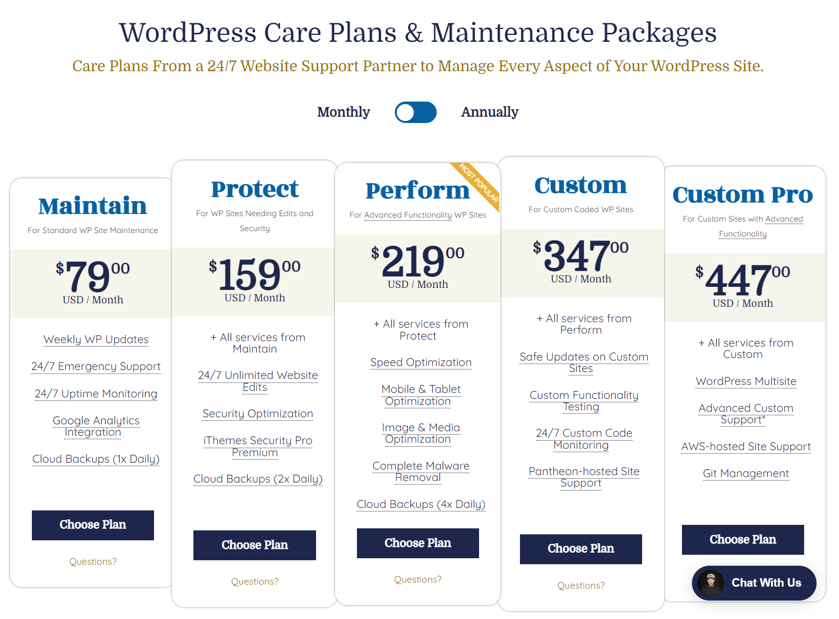 WP Buffs WordPress care plans