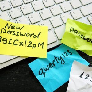 New strong password and the weak ones near keyboard.