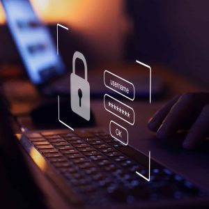user typing login and password, cyber security concept, data protection and secured internet access, cybersecurity