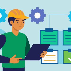 A maintenance manager reviews data reports and schedules tasks accordingly ensuring minimal disruption and maximum equipment availability.